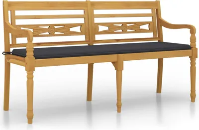 Produktbild von vidaXL Batavia-Bank mit Anthrazit Kissen 150 cm Massivholz Teak