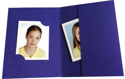 Image de 1x100 Chemises pour photos d'identité Daiber bleues pour 3 formats de photos