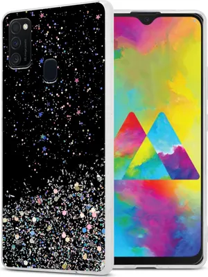 Produktbild von Cadorabo Hülle für Samsung Galaxy M21 / M30s Schutz Hülle in Schwarz Handyhülle TPU Etui Glitter Cover Case Glitzer