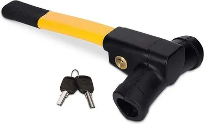 Produktbild von Famanu Lenkradschloss Set - Universelle Sicherung - Diebstahlschutzsystem mit 2 Schlüsseln - Gelb und Schwarz