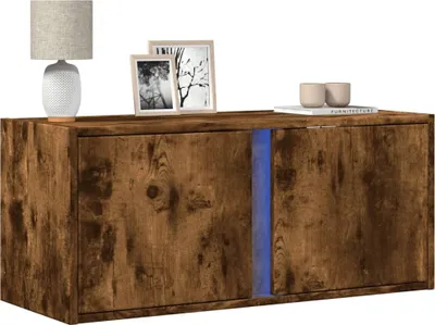Zdjęcie produktu dla Maison Exclusive – szafka pod telewizor z oświetleniem LED, dąb wędzony, 80 x 31 x 35 cm