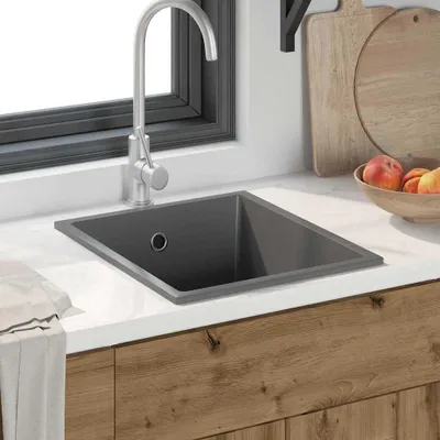 Produktbild von Küchenspüle mit Überlaufloch graues Granit