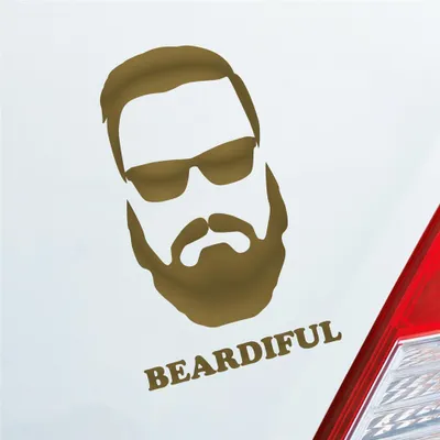Produktbild von Auto Aufkleber Beardiful Beard Bart Schön Cool Sexy Car 10x16 cm Gold Sticker Heckscheibenaufkleber