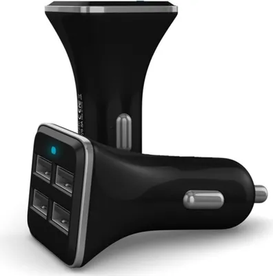 Produktbild von MMOBIEL High Speed 4 USB Autoladegerät für Zigarettenanzünder Ladeadapter (SCHWARZ)