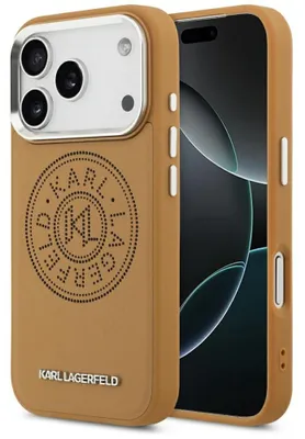 Obrázok produktu pre Puzdro KARL LAGERFELD vhodné pre IPHONE 17 Pro Max kompatibilné s MagSafe KLHMP17XPSKRPMW (PU W/ Point & Metal Logo) hnedé