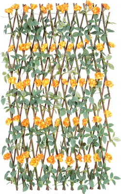 Produktbild von UNUS Deko Sichtschutz Rankgitter aus Weide mit Blättern und orangenen Blüten
