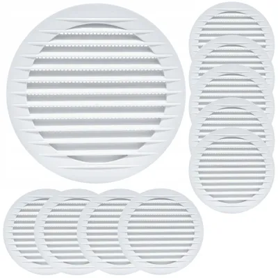 Imagen del producto de Rejilla de ventilación redonda de AIRROXY con mosquitera integrada | Ø 60 mm | Rejilla de extracción de plástico blanco | Juego de 10 unidades | Rejilla de láminas