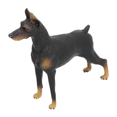 Produktbild von Dobermann Hund Statue,Schwarz Dobermann Modell,Miniatur Hund Sammlerstücke,Stehend Dobermann Figur,Simulation Hundespielzeug,Simulation Tier Modell