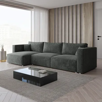 Produktbild von Masseno Ecksofa TOLMO LM mit Schlaffunktion L-Form, Sofa mit Bettkasten, Wohnzimmersofa, Couch, Soffa, Bettsofa, Couchgarnitur- Grau, LUMO 75