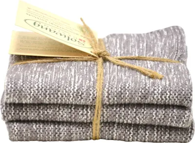 Produktbild von Solwang Wischtuch CREME GRAU ORGANISCH 3 Tücher Wischlappen  Wischtücher