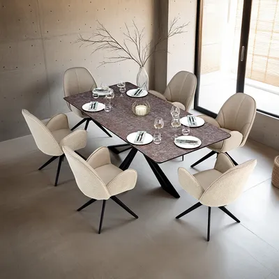 Image de HomeStyle4U Table à manger industrielle 200x100 avec 6 chaises
