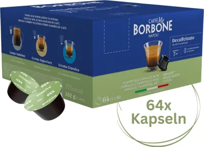 Produktbild von Caffè Borbone Decaffeinato - 64 Kaffeekapseln - samtig und intensiv - Kompatibel mit Kaffeemaschinen der Marke Nescafè®* Dolce Gusto®*