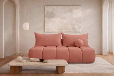 Produktbild von Kaiser Möbel Sofa mit Schlaffunktion und Bettkasten, Schlafsofa, Veloursstoff Monolith, Rosa, PIANO