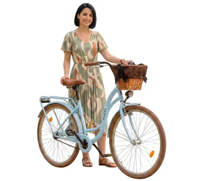 Produktbild von Dallas Bike Fahrrad 26 Zoll - Mit Weidenkorb - Damenfahrrad - 1-Gang Rücktritt - Rahmen M 17" - Blau-Braun