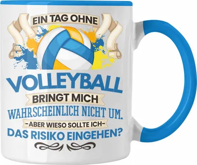 Produktbild von Trendation - Volleyball Tasse Geschenk für Volleyball-Trainer Spieler Coach Lustiger Spruch Geschenkidee (Blau)