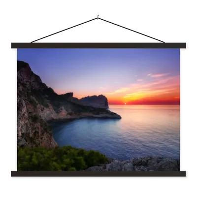 Produktbild von MuchoWow® Textilposter Meer - Felsen - Berge - Natur 150x113 cm mit schwarzem Rahmen - Wohnzimmer