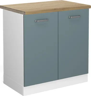 Produktbild von Spülenunterschrank Vicco R-Line Blau-Grau 80 cm , AP Eiche, Model 46712