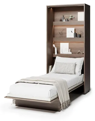 Produktbild von MEBLINI Schrankbett Bed Concept - Wandbett mit Lattenrost - Klappbett mit Schrank - Wandklappbett - Murphy Bed - Bettschrank - BC-03 - 90x200cm Vertikal - Dunin Eiche mit Matratze