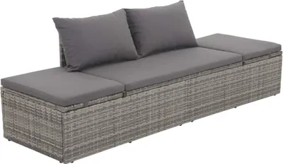Immagine prodotto di Lettino da giardino grigio 195×60 cm in poly rattan