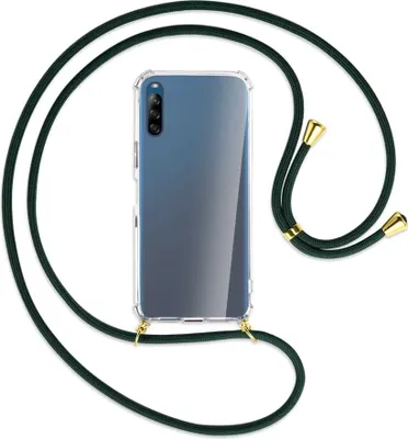 Produktbild von Handykette Backcover-Schutzhülle mit Band (Metall goldfarben) für Sony Xperia L4 - dunkelgrün