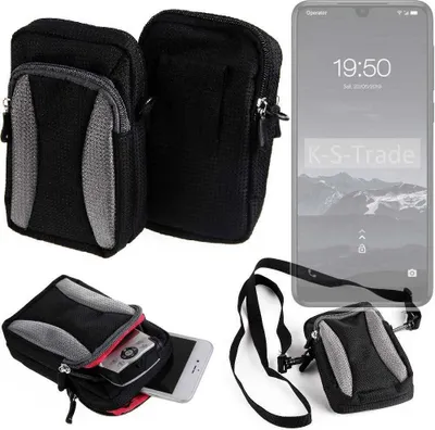 Produktbild von K-S-Trade Holster Schutz Hülle kompatibel mit Qilive Q3 Handy Hülle Gürteltasche Umhängetasche mit Zusatzfach schwarz