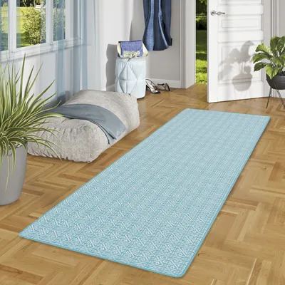 Produktbild von In- und Outdoor Teppich Läufer Beidseitig Cape Cod Türkis Trend, Größe:100x400 cm