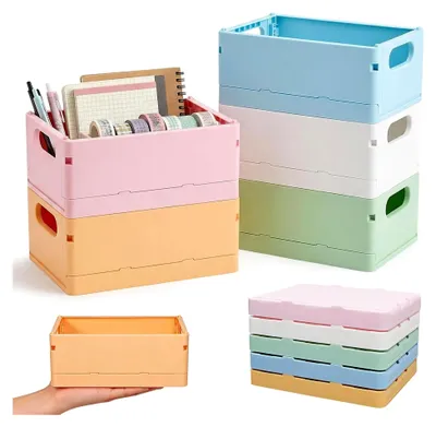 Produktbild von Faltbarer Aufbewahrungskorb 5 Stück 16,6 x 7,3 x 12 cm Klappbox Klein Stabiler Aufbewahrungsbehälter für Küche, Bad, Schlafzimmer, Büro und Schrank