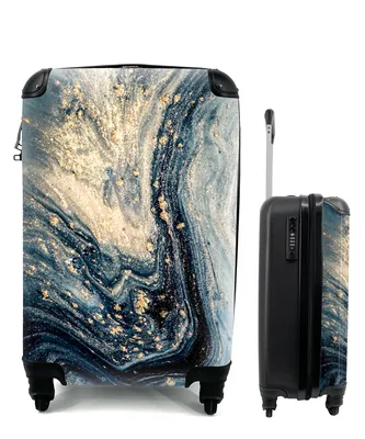 Produktbild von MuchoWow® Koffer Handgepäck Trolley Rollkoffer Kleine Reisekoffer mit 4 Rollen - Marmor - Farbe - Glitter - Gold - Cabin Size < 55x40x23 cm & 55x40x20 cm - Fotokoffer - Kabinenkoffer - Boardgepäck - Reise-Box - Reisekoffer - Reisegepäck - Koffer mit Bild - Trolley für Kinder
