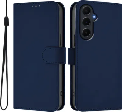 Zdjęcie produktu dla Etui do Samsung Galaxy A55 - Etui portfelowe Phonesta Soft Skin paskiem - Ciemnoniebieskie