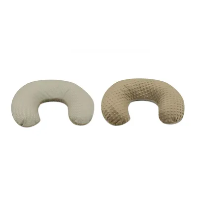 Image de C Coussin d'allaitement Minky et coton beige cappuccino à carreaux