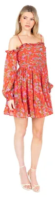 Produktbild von Anaya with Love Women's Mini Dress Ladies Long Sleeve Off Shoulder Bardot Ruffle