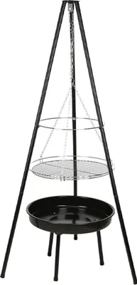 Image de Grille suspendue avec cheminée 52 cm Acier noir avec grille chromée