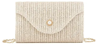 Immagine prodotto di Solidchoice - Pochette da donna in PP intrecciato con dettagli perlati