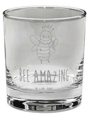 Produktbild von Mr. & Mrs. Panda Glas Biene König - Transparent - Geschenk, Hummel, Tumbler, Longdrinkglas, Trinkglas, gravur, Cocktailglas