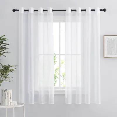 Voile Gardinen 2er Set 140x160 cm weiß mit Ösen