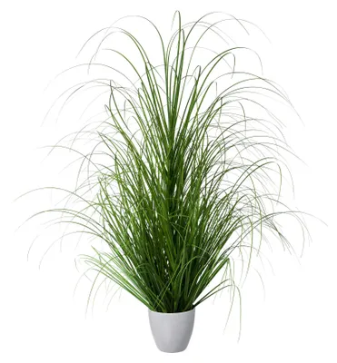 Produktbild von CREATIV green großer künstlicher Grasbusch 90cm im weißen Kunststofftopf, naturgetreues Dekogras im Topf weiß, Ziergras für Innen