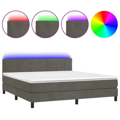 Immagine prodotto di vidaXL Letto a molle con materasso e LED grigio scuro 160x200 cm in velluto
