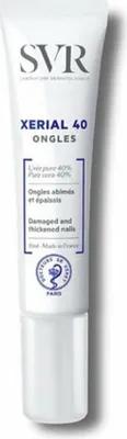 A white tube of SVR Xerial 40 nail treatment gel against a white background.