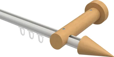 Produktbild von Interdeco Innenlaufstange / Gardinenstange mit Innenlauf Weiß / Buche lackiert, Typ Talent Siveo (Kegel), 20 mm Ø 1-läufig, 520 cm