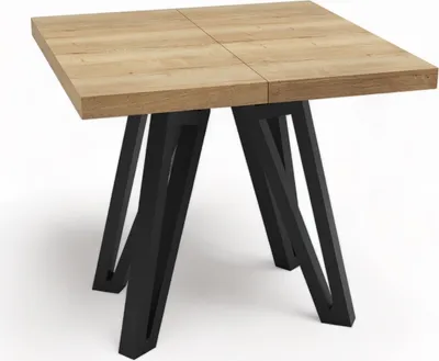 Obrázek produktu pro HALIFAX square METAL dubový rozkládací stůl 90x90-190