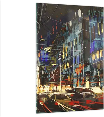 Produktbild von Bilder auf glas - Einteilig - Stadt Nacht Straße - 80x120cm - Glasbilder - Wandbilder - Bilder - zum Aufhängen bereit - Wanddekoration aus Glas - Glas Bilder - Wandbild auf Glas - GPA80x120-3787