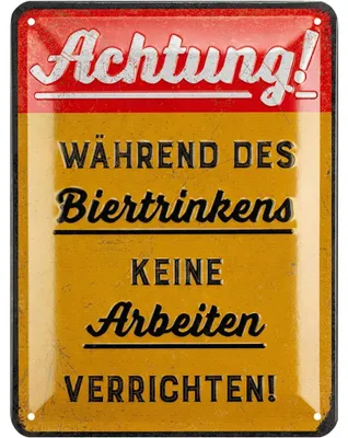 Produktbild von LANOLU Blechschild retro Werkstatt Bier keine Arbeiten, Schild Werkstatt Deko Hausordnung, KFZ Mechaniker vintage Metallschild 15x20cm