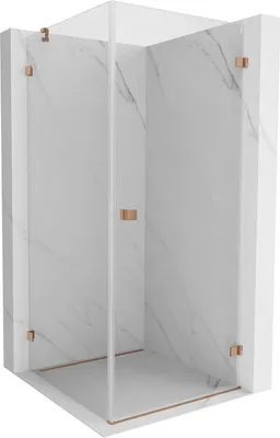 Produktbild von Mexen Lunar-B Duschkabine schwenkbar rechts 100 x 100 cm, transparent, gebürstetes Kupfer - 832-100-100-65-00-P
