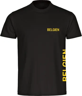 Produktbild von multifanshop Herren T-Shirt - Belgien - Brust & Seite, schwarz, Größe M