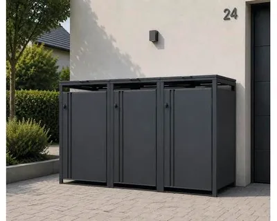 Produktbild von Mülltonnenbox Konsta Mülltonnenbox-Set 3er für 3 x maximal 240 l Mülltonnen 196 x 80 x 116 cm schwarz