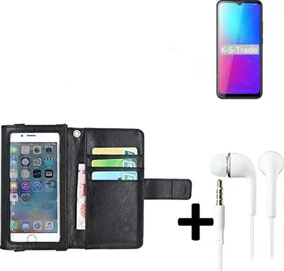 Produktbild von K-S-Trade Handyhülle + Kopfhörer kompatibel mit Blackview BV5100 Pro Schutzhülle Case mit Displayschutz / Schutzfolie schwarz + Kopfhörer Flip