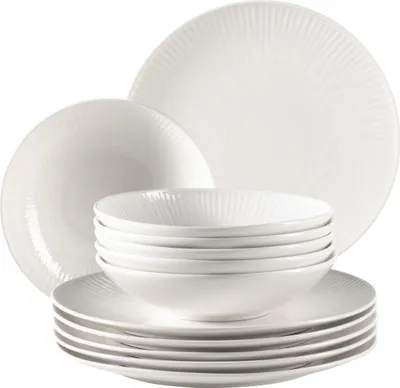 Produktbild von Mäser 931461 Tafelservice Dalia für 6 Personen, Porzellan, weiß (1 Set, 12-teilig)