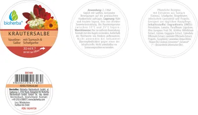 Produktbild von Bioherba Kräutersalbe Vaseline-Salbe mit Schafgarbe und Sumach 30 ml