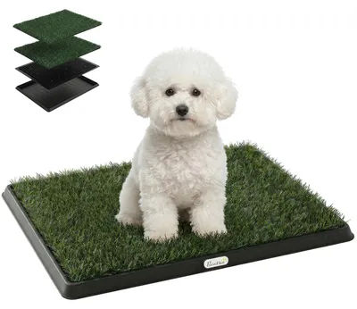 Produktbild von PawHut Hundetoilette 63x50,5cm Hundeklo mit 2 Kunstrasen waschbar Welpentoilette
