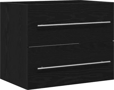 Image de vidaXL Meuble sous-lavabo noir imitation chêne 60x38,5x48 cm